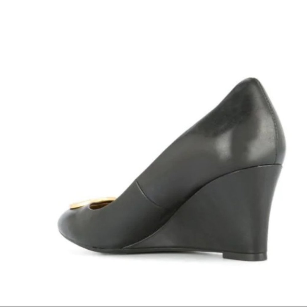 📂 Tory Burch Chelsea 65mm Wedge Pumps Napa Leather Black New In Box w/ Dust Bag_9